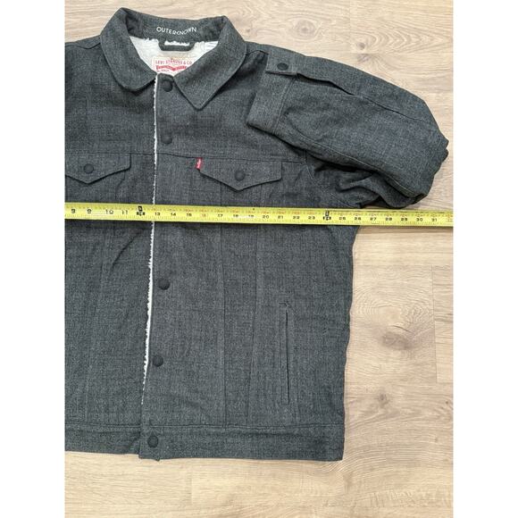 Levis x Outerknown Sherpa Trucker Jacket Mens 2XL Gray Outdoor Snap Button Camp - Picture 10 of 12